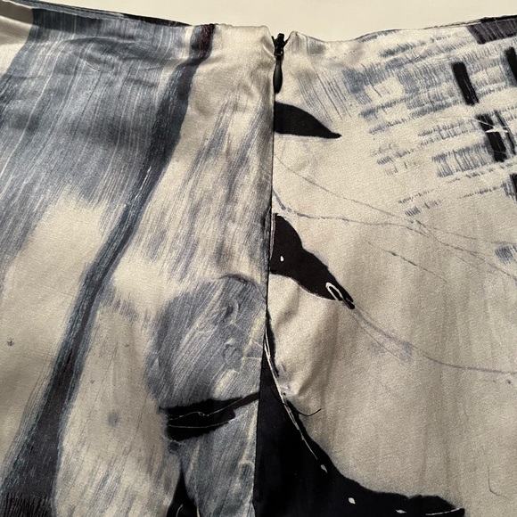 Chico’s Blue, White and Grey Floral Silk Skirt - Picture 3 of 4